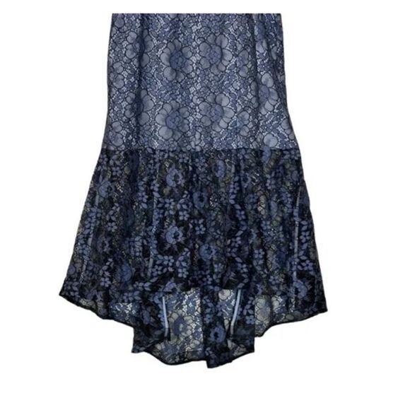 REVOLVE Nicholas Whisper Lace Blue Asymmetric Midi Dress| Size 4 - Picture 5 of 12